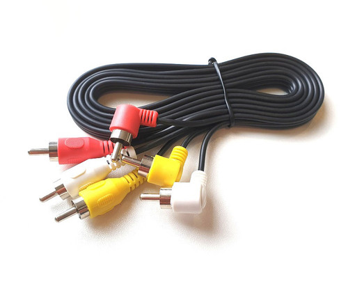 3RCA Angled Plug Male to Male Cable Stereo Audio Video AV Cord Elbow Connection Copper Core Suitable For DVD HDTV