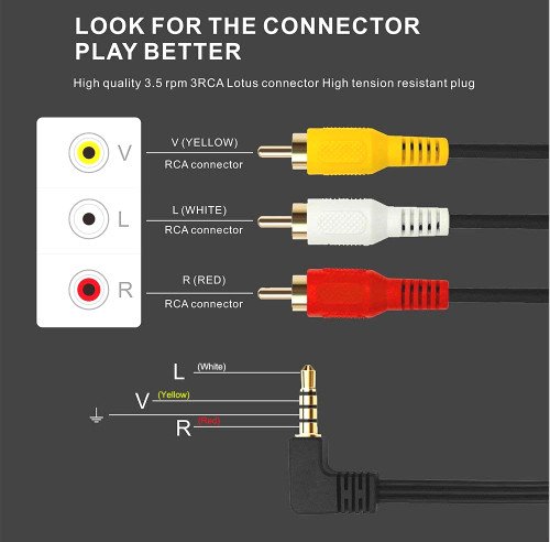 3.5mm AUX Male Elbow Plug to 3RCA Male Adapter Cable Gold Plated M/M Cord For Audio Video DVD Player HDTV TV