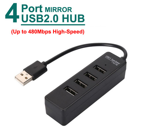 4-Port USB 2.0 HUB High Speed Slim Compact Design USB Expansion Smart Splitter