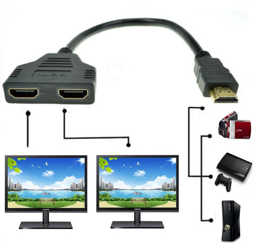 HDMI Male To Dual Female 1 in 2 out Splitter Adapter Converter Cable Audio Video 4K 30Hz Full HD 3D For HDTV LCD TV