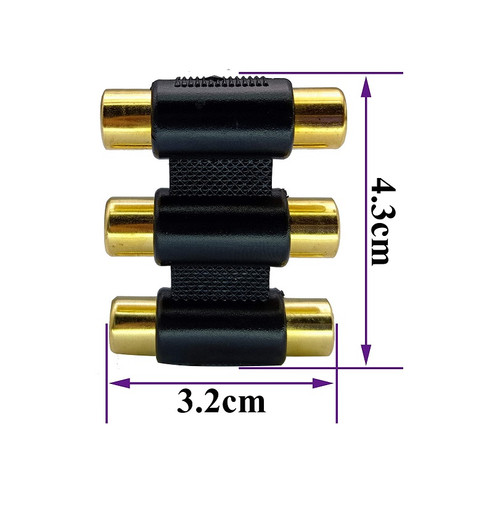 3RCA Audio Video AV Coupler Female to Female 3-RCA Connector Adapter Joiner