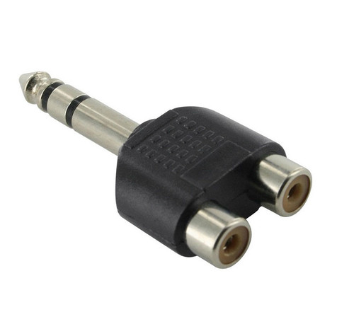 2X 6.35mm 1/4" AUX Male Plug to 2 RCA Female Socket Adapter Y Splitter Converter Connector