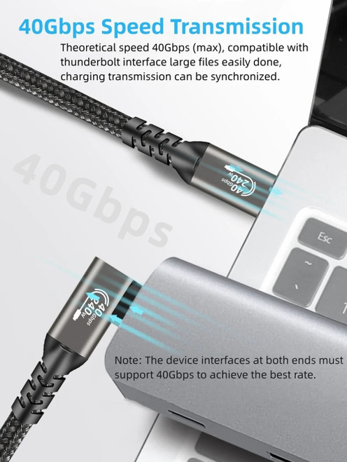 USB4.0 Type-C Elbow Plug Cable 40Gbps 8K Thunderbolt 4/3 Fast Charging 240W 5A