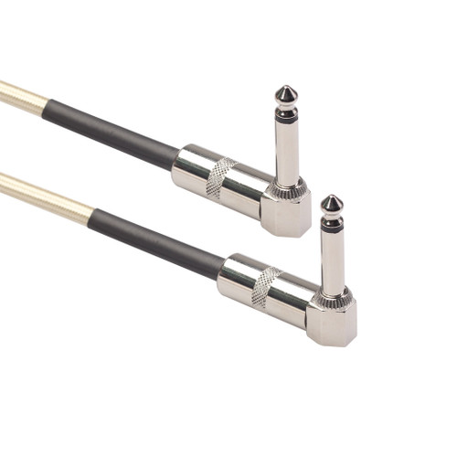 Gold Plated Double 90° Right Angle Guitar Effect Cable Single Block Pedal 6.35mm Connector