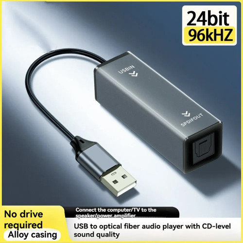 Premium USB Type-A to TOSLINK Optical Fiber Audio Adapter USB to SPDIF Converter