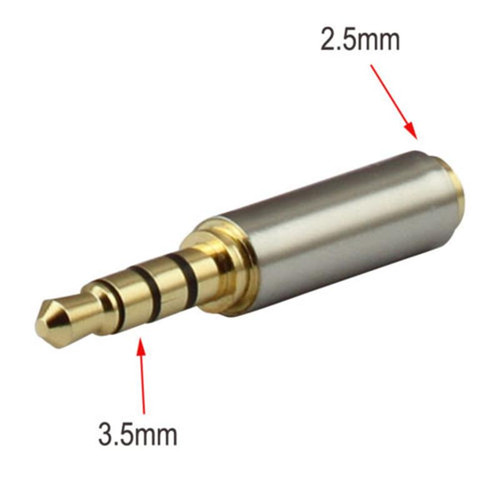 3.5mm Male to 2.5mm Female 4-Pole Stereo Audio Connector Metal Jack Adapter Supports Mic Gold Plated