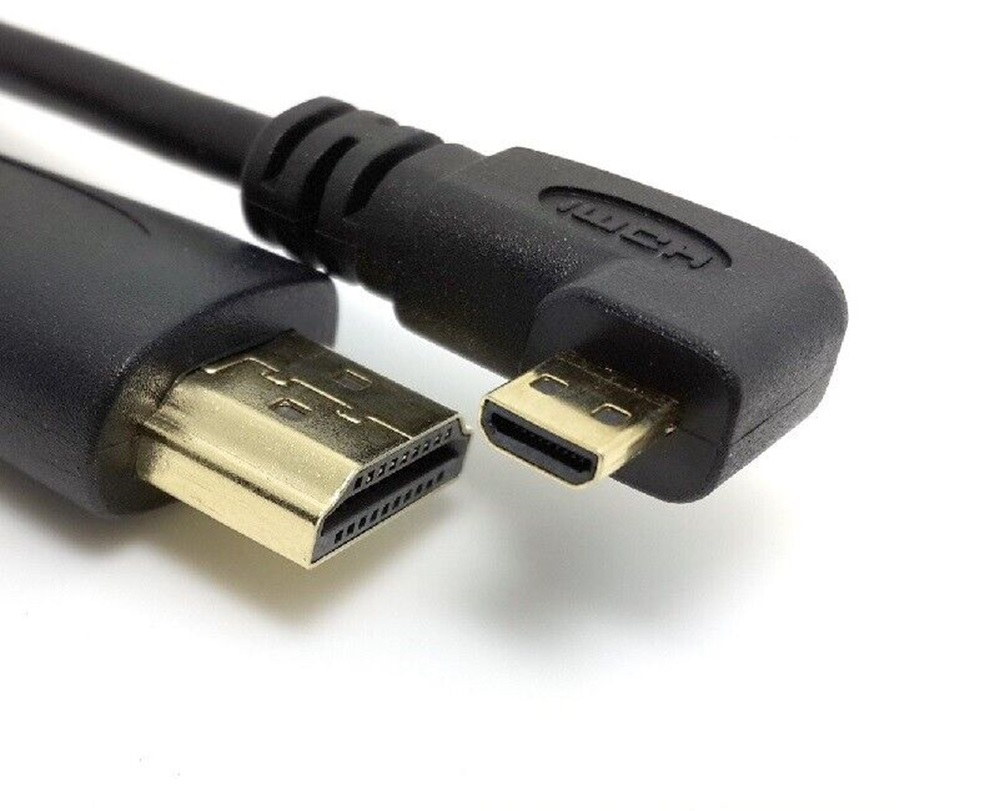 Standard HDMI Male to Micro HDMI Male Elbow Plug Adapter Cable M/M Cord Left …