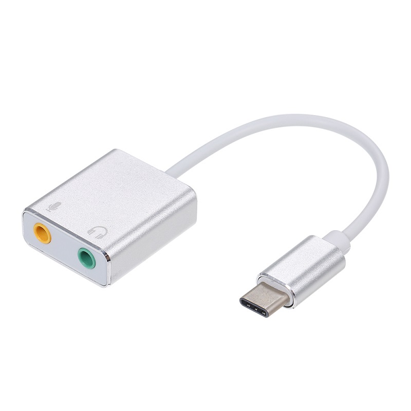 USB Type-C External Sound Card 7.1 Stereo Audio Mic Adapter For Macbook Pro A...