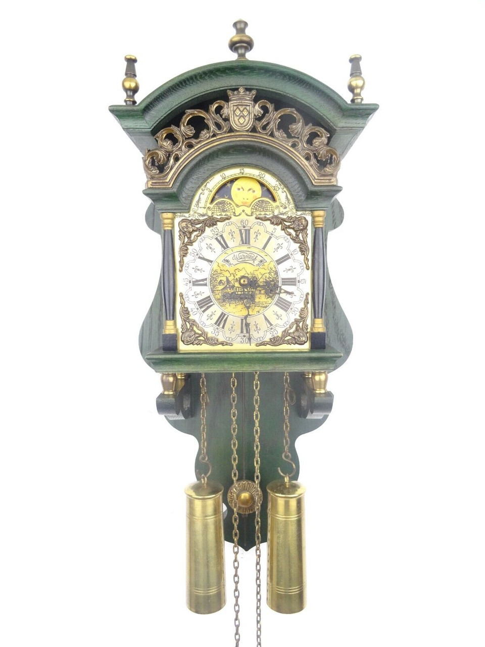 ANTIQUE VINTAGE ANTIQUE GREEN RARE DUTCH SALLANDER WALL CLOCK