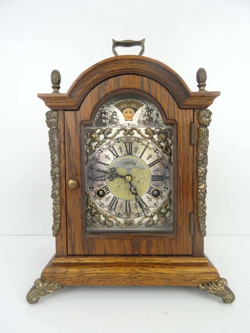 VINTAGE WUBA WARMINK MANTEL DUTCH SHELF CLOCK OAKWOOD - Dutch Clocks