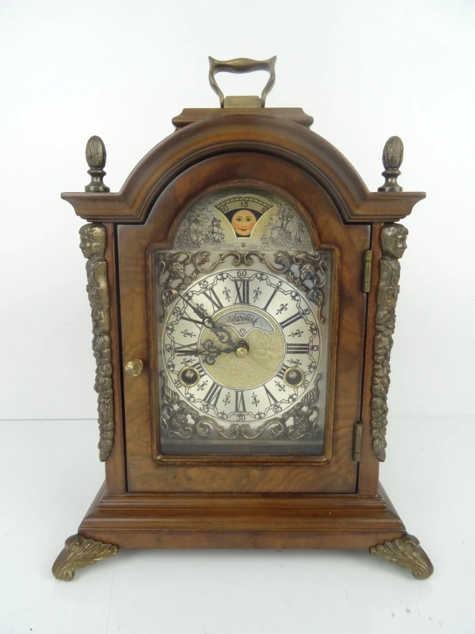 VINTAGE WUBA WARMINK MANTEL DUTCH SHELF CLOCK OAKWOOD - Dutch Clocks