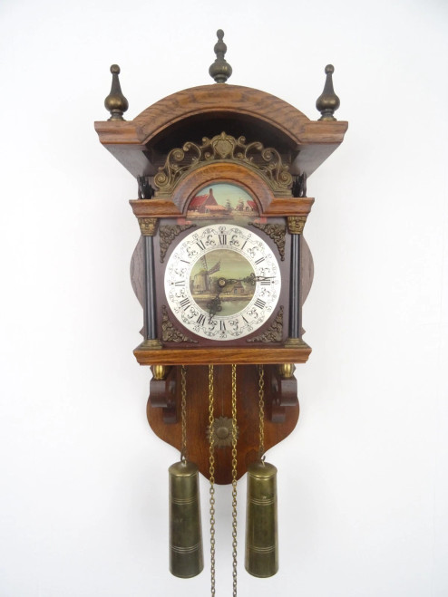 SALLANDER ANTIQUE VINTAGE BEAUTIFUL 8 DAY DUTCH WALL CLOCK