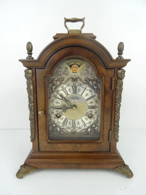 VINTAGE WUBA WARMINK MANTEL DUTCH SHELF CLOCK OAKWOOD