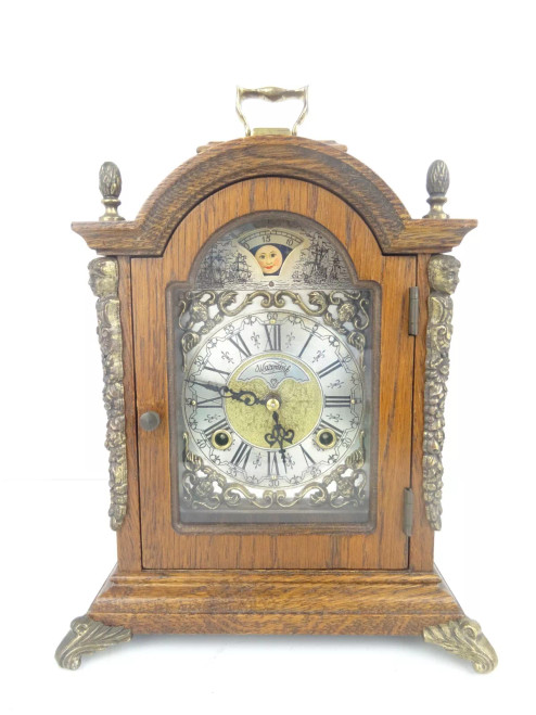 VINTAGE WUBA WARMINK MANTEL DUTCH SHELF CLOCK OAKWOOD