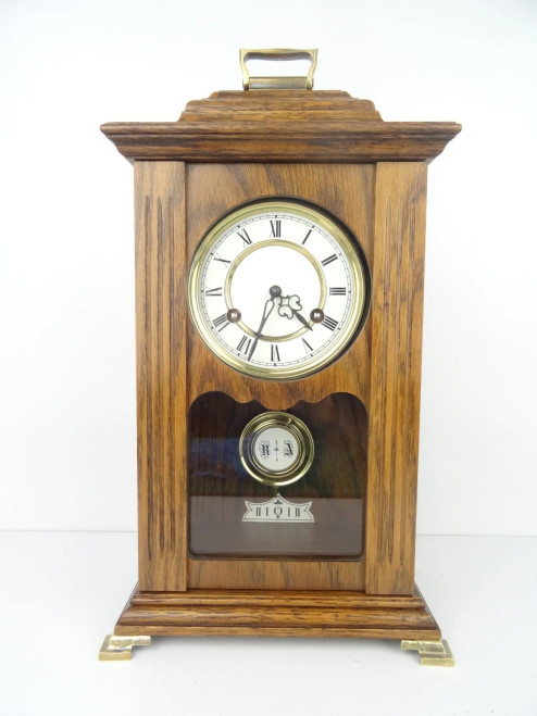 GERMAN ANTIQUE VINTAGE HERMLE CLOCK 8 DAY MANTEL CLOCK