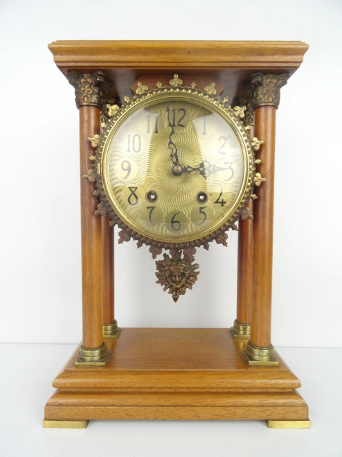 VINTAGE ANTIQUE WUBA WARMINK BRACKET DUTCH PILLAR MANTEL CLOCK