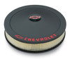 Proform 141-752 Air Cleaner - 14" x 3" - Black Wrinkle  w/ Chevy Logo 1.5" Drop