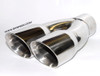 Stainless Steel Dual 3" Outlet/ Single 2.5" Inlet Slant Cut Exhaust Tip - Each