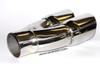 Stainless Steel Dual 3" Outlet/ Single 2.5" Inlet Slant Cut Exhaust Tip - Each