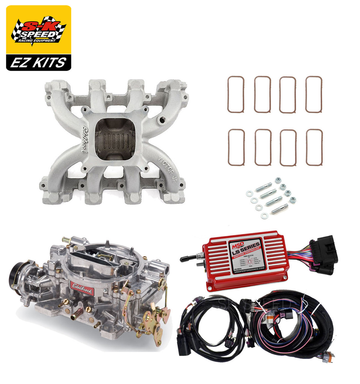 LS1 Carb Intake Kit - Edelbrock Victor Jr/MSD 6014 Ignition