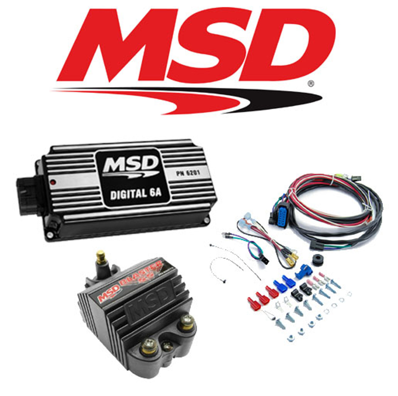 MSD 99553 Black Ignition Kit 62013 Digital 6A Ignition Box/82073