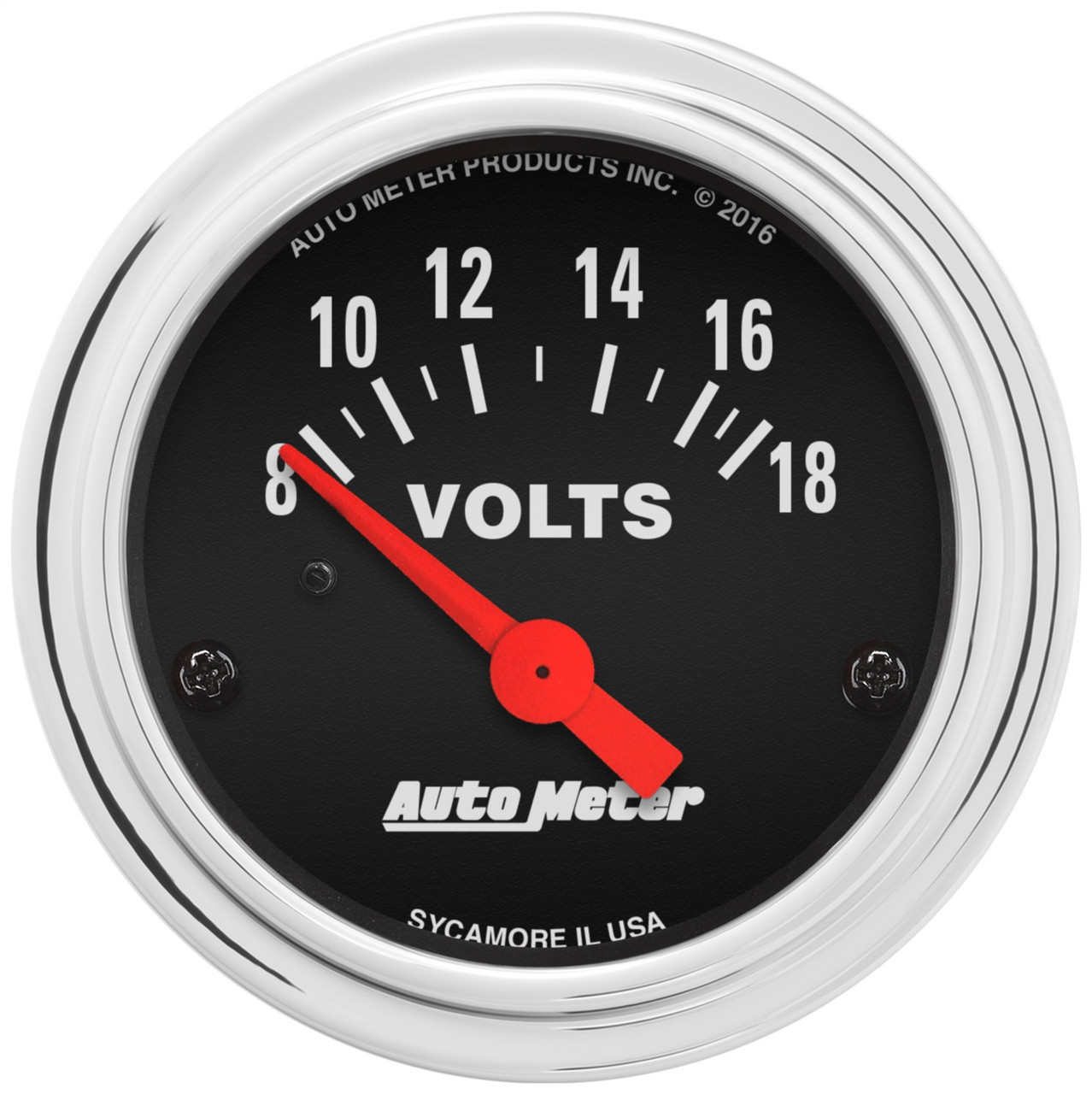 Autometer Traditional Chrome 52mm 8-18 Volts Short Sweep Electricall Voltmeter | AutoMeter 2592