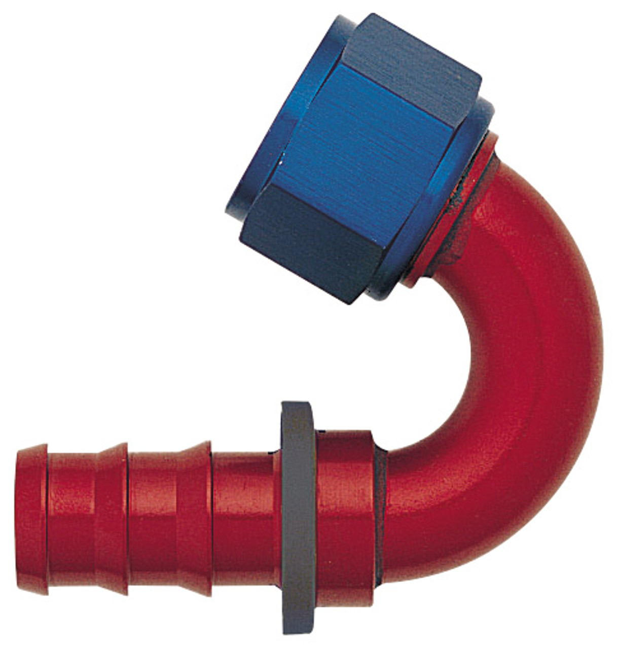 XRP 231508 Push-On -8AN 150-Degree Female Hose End - Red/Blue Anodized