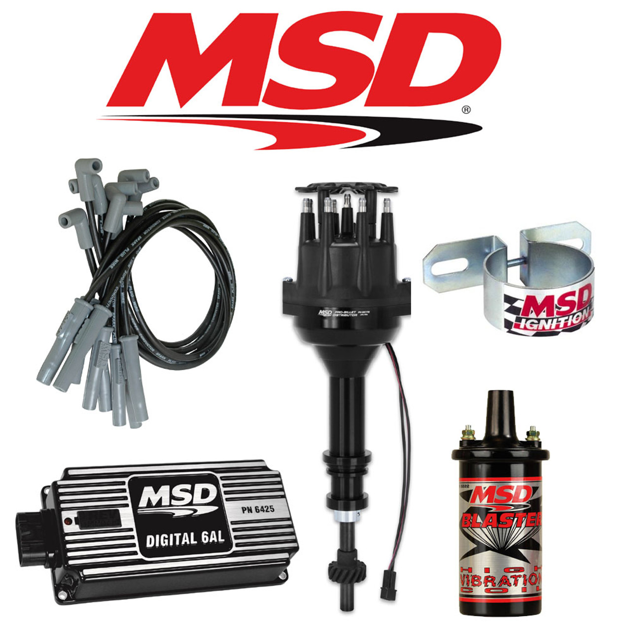 MSD Ignition Kit Black Digital 6AL/Distributor/Wires/Coil Ford351C-M/400/429/460