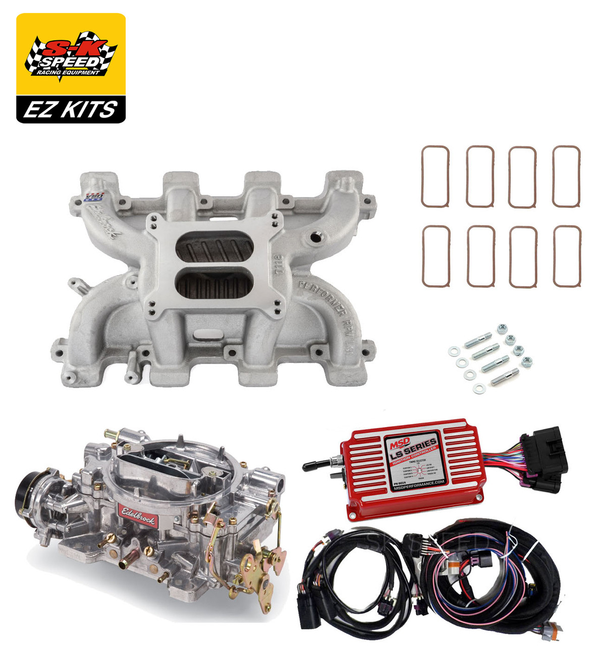 LS1 Carb Intake Kit - Edelbrock RPM Intake/MSD 6014 Ignition/Edelbrock 750 Carb