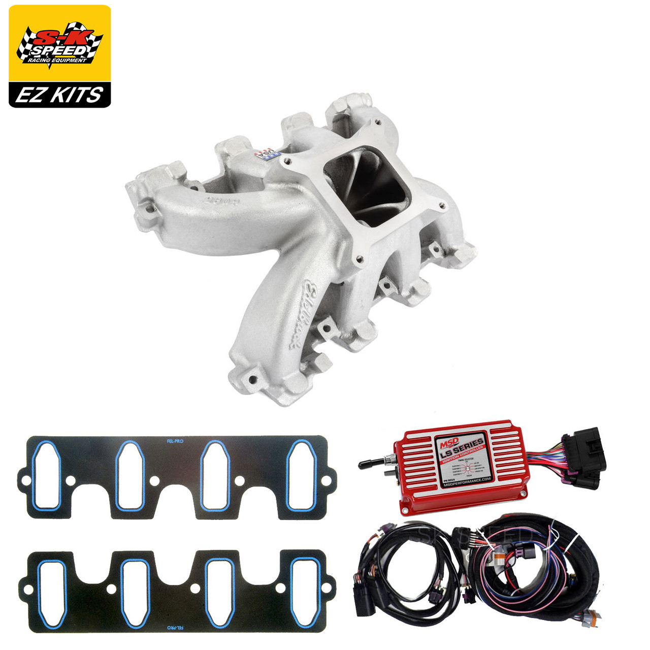 LS Cathedral Carb Intake Kit - Edelbrock Super Victor Intake/MSD