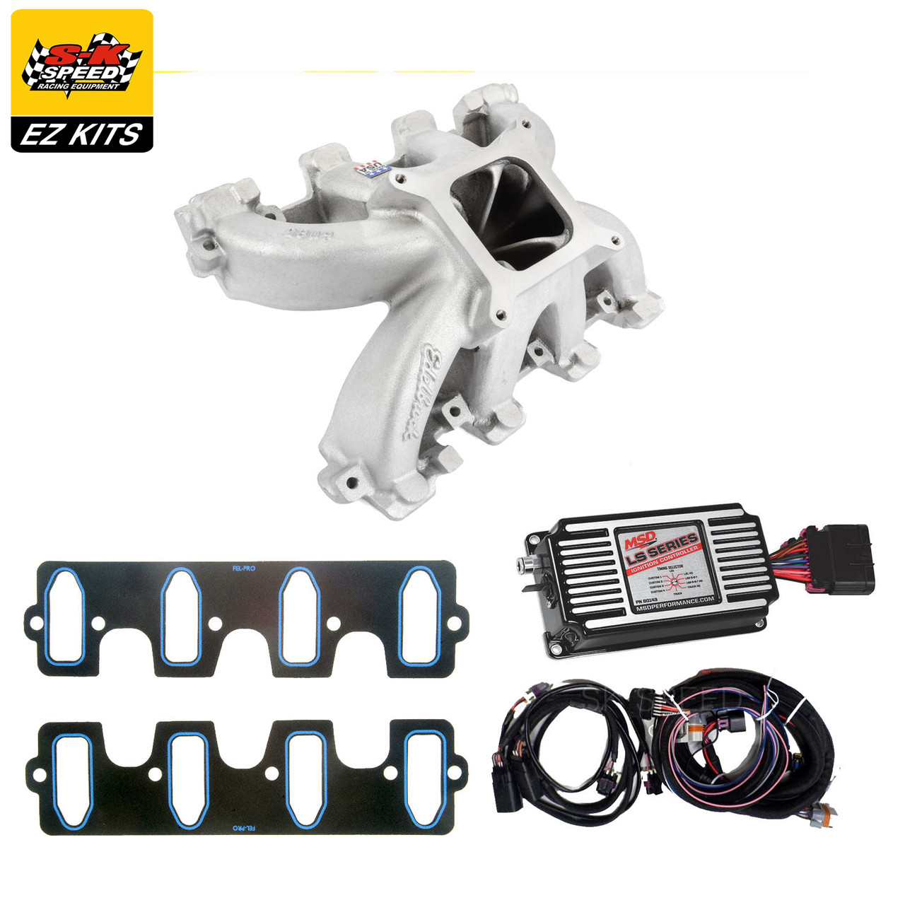 LS1 Cathedral Carb Intake Kit - Edelbrock Super Victor Intake/MSD 60143 Ignition