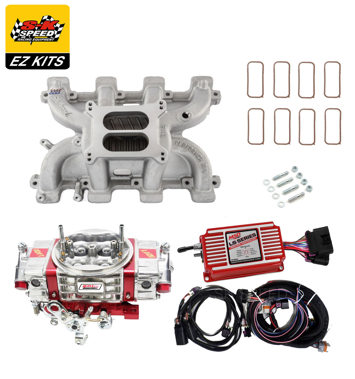 LS1 Carb Intake Kit Edelbrock RPM Intake/MSD 6014 Ignition/Quickfuel Q-950 Carb