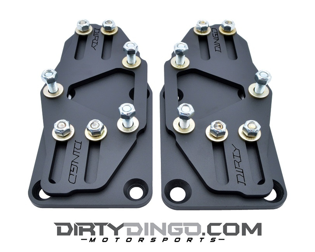 Dirty Dingo Sliders Adjustable Motor Mount Adapters - Black Powder Coat - LS Engines