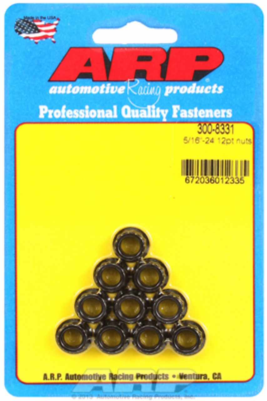 ARP 300-8331 Nuts - 5/16"-24 - Black Oxide Finish - 12 Point Head - 10 Pack