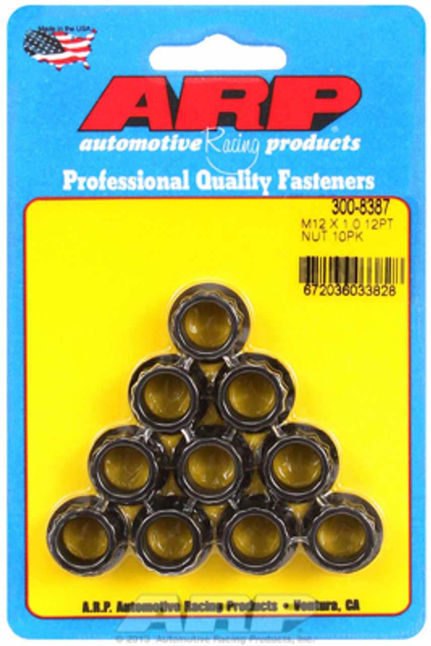 ARP 300-8387 Nuts - 12mm x 1.00 - Black Oxide Finish - 12 Point Head - 10 Pack