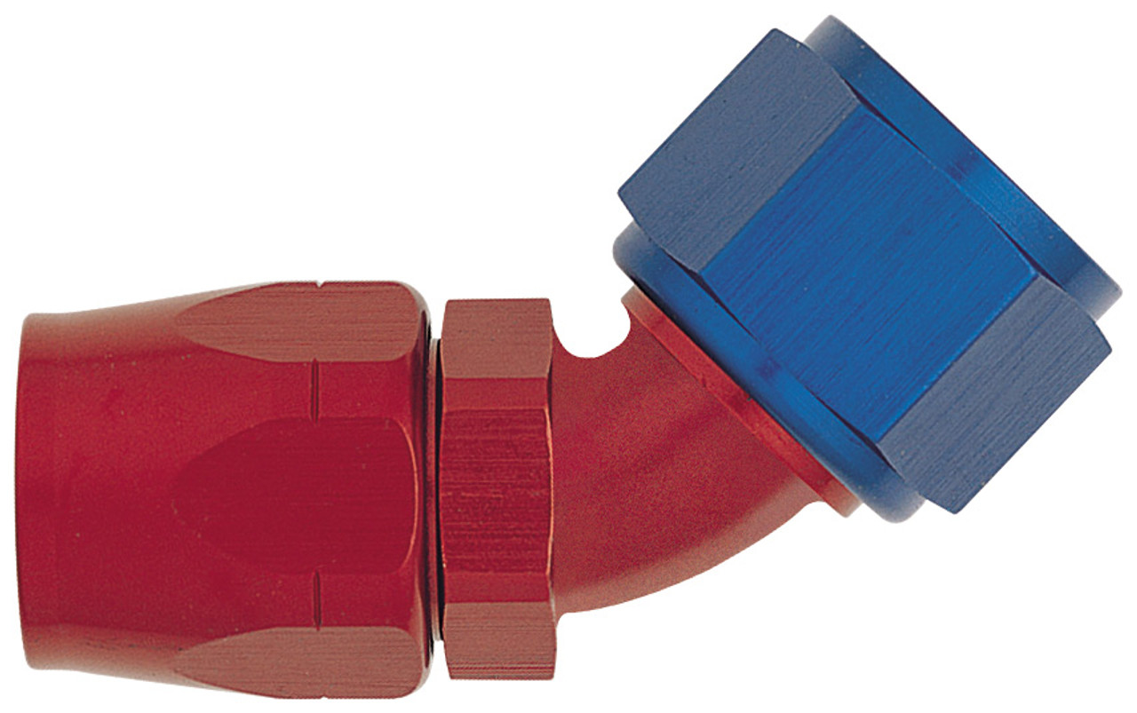 XRP 104504 45 Degree Non Swivel -4AN Female Hose End - Red/Blue Anodized - Each