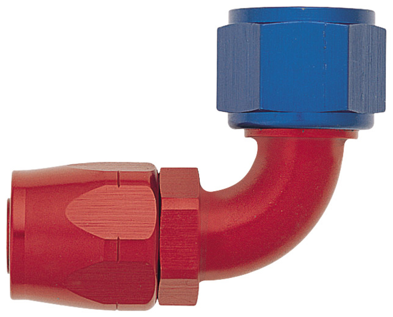 XRP 109004 90 Degree Non Swivel -4AN Female Hose End - Red/Blue Anodized - Each
