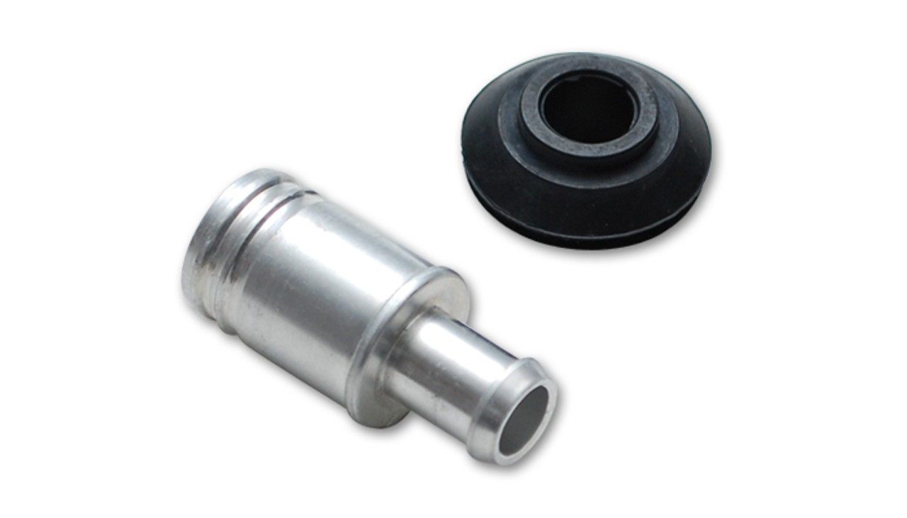 Vibrant 2896 Aluminum Vacuum Nipple w/ Grommet for Air Intake Tubes - 16mm OD