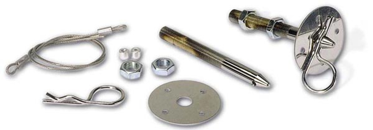 Moroso 39020 Steel Chrome Hood Pins - 1/2" Diameter - Pair - With Lanyards