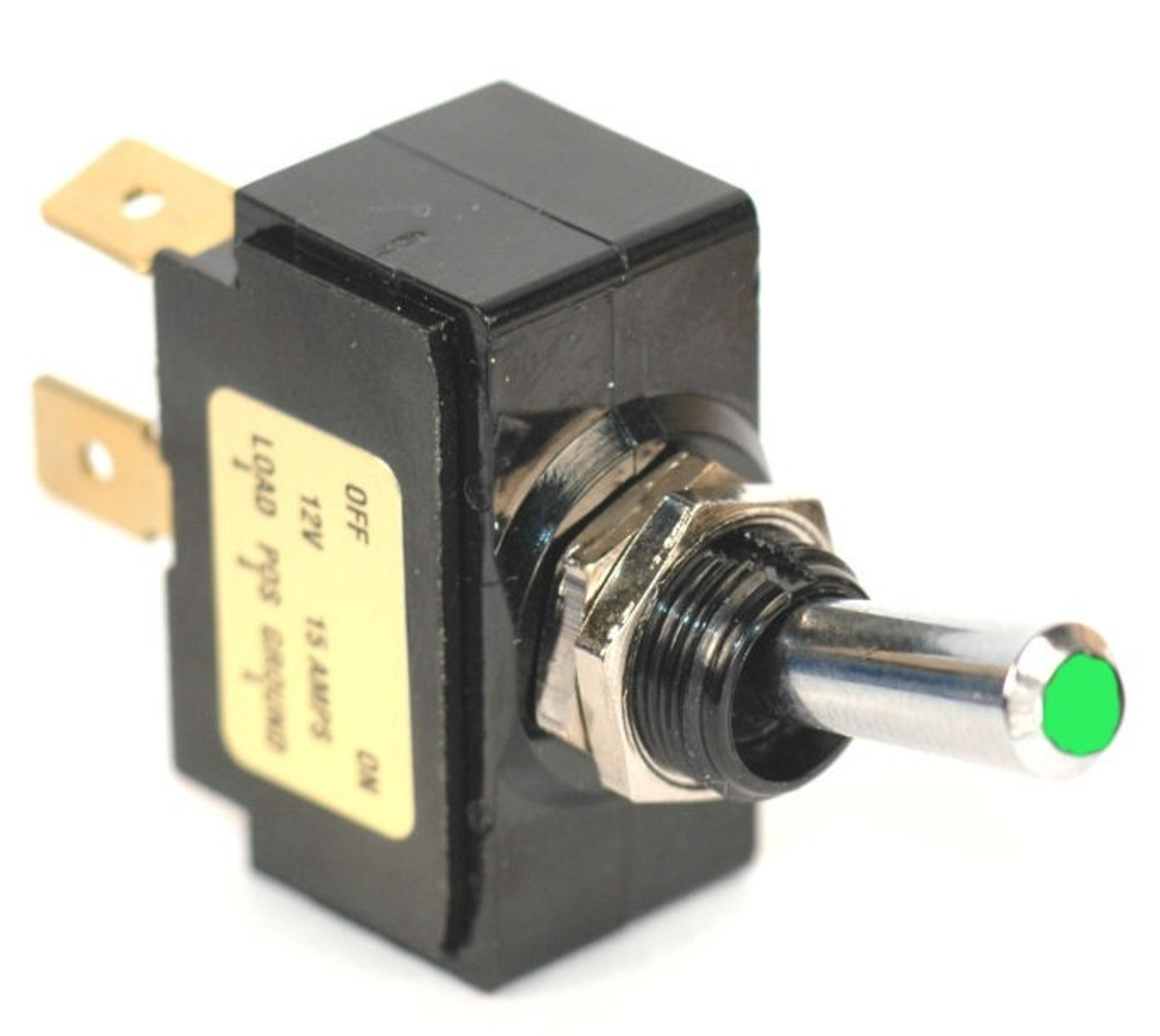 K4 Switches 12146 On/off Illuminated Green Tip Toggle Switch