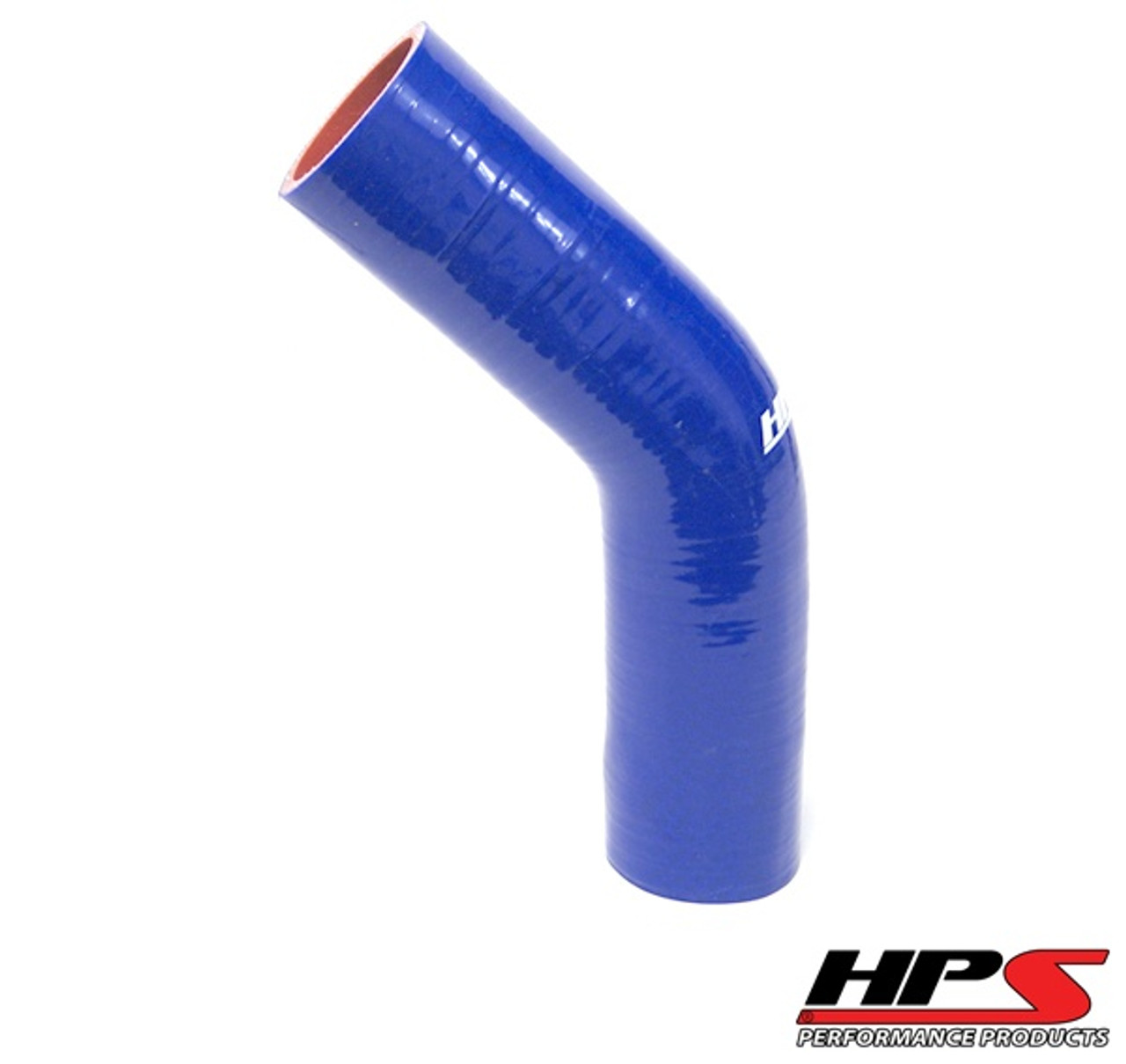 HPS 4 Ply Reinforced 45 Degree Silicone Hose Coupler - 3.5" ID - 4" Leg - Blue