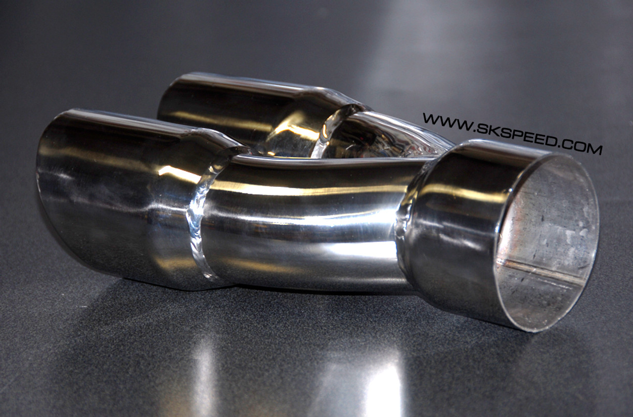 Stainless Steel Dual 3" Outlet/ Single 3" Inlet Slant Cut Exhaust Tip - Each