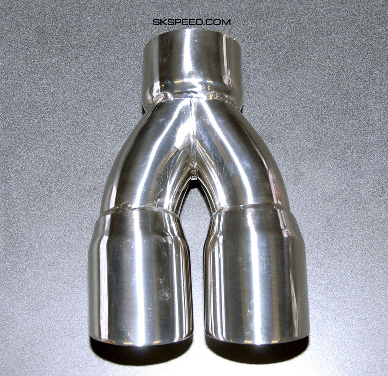 Stainless Steel Dual 3" Outlet/ Single 3" Inlet Slant Cut Exhaust Tip - Each