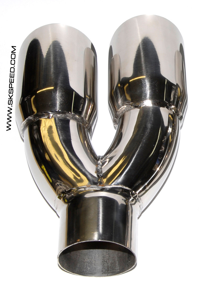 Stainless Steel Dual 3" Outlet/ Single 2.5" Inlet Slant Cut Exhaust Tip - Right