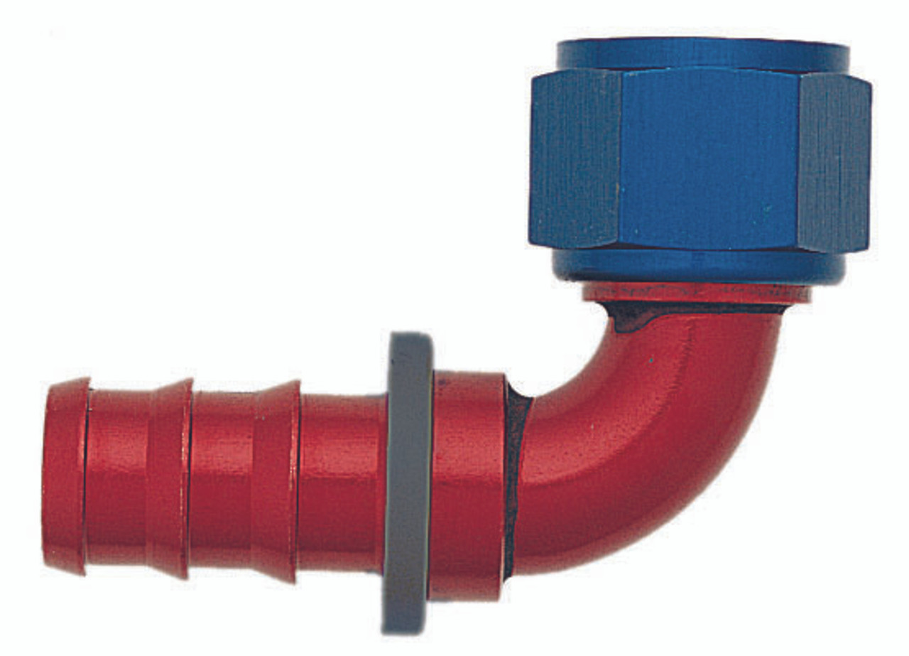 XRP 239004 Push-On -4AN 90-Degree Female Hose End - Red/Blue Anodized