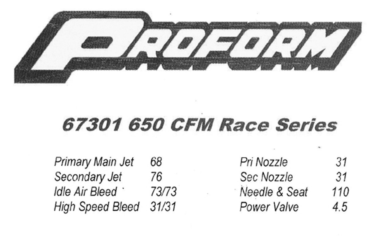 Proform 67301 Black Race Series 650 CFM Mechanical Secondary Carburetor Aluminum