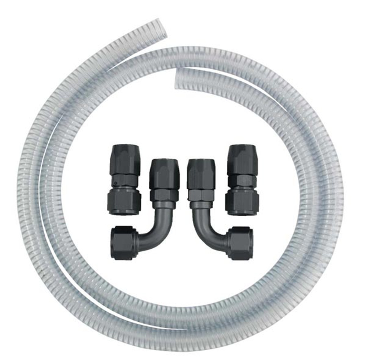 Moroso 22649 Vacuum Pump Line Kit - 6ft Clear Hose - 12AN Straight/90 Fittings