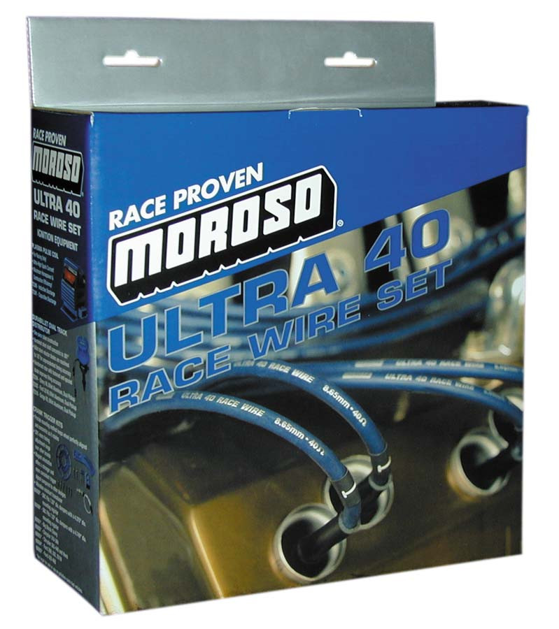 Moroso 73802 Ultra 40 8.65mm Spark Plug Wires Universal 135 Degree Boots - Blue