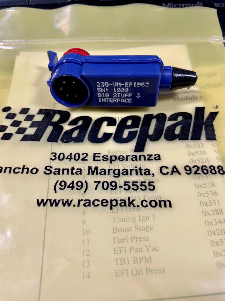 NEW RACEPAK BIG STUFF EFI INTERFACE MODULE 230-VM-EFIBS3. GET YOUR BIG STUFF CHANNELS ON YOUR RACEPAK!