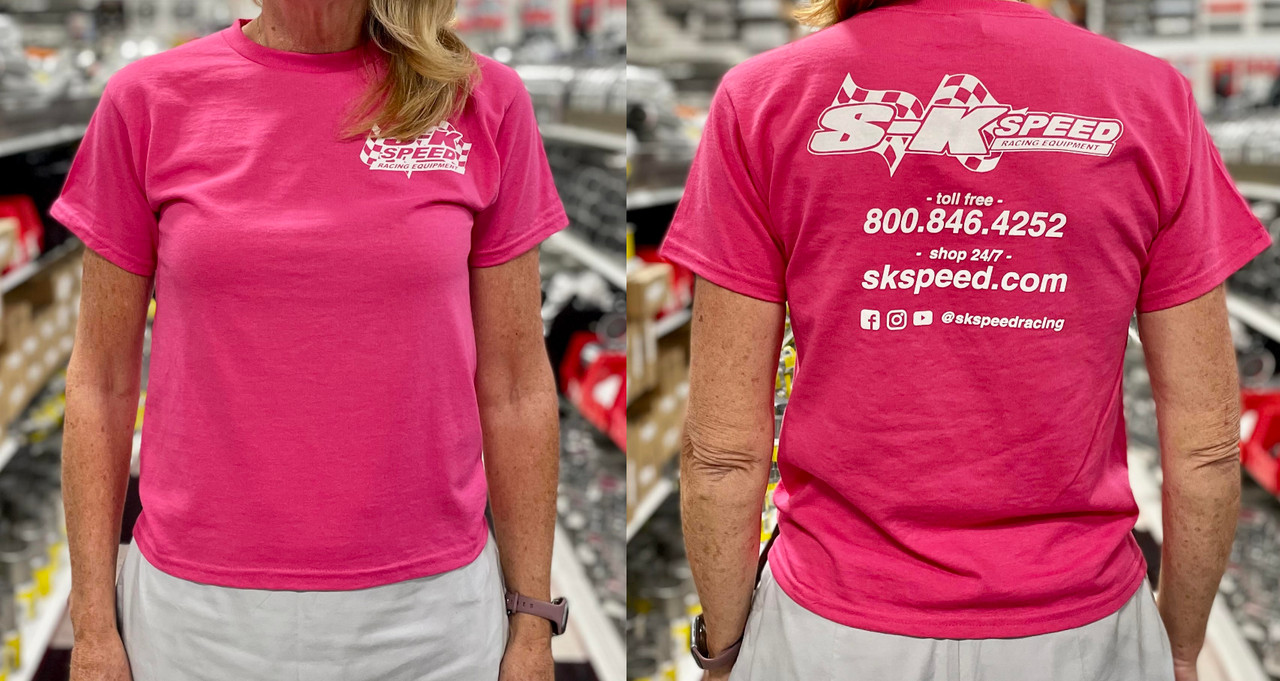 SK Speed Ladies T Shirt - New Flag Logo - Pink - Medium